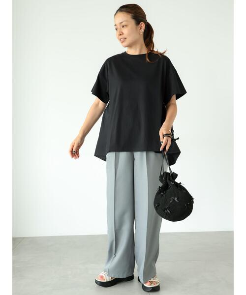 Lugnoncure(ルノンキュール)の「カット布帛ドッキングトップス(Tシャツ/カットソー・レディース・チャコールグレー/オフホワイト/ブラック・F)」の11枚目の写真