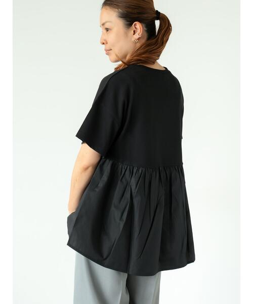 Lugnoncure(ルノンキュール)の「カット布帛ドッキングトップス(Tシャツ/カットソー・レディース・チャコールグレー/オフホワイト/ブラック・F)」の12枚目の写真