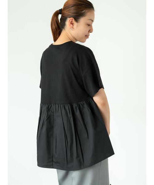 Lugnoncure(ルノンキュール)の「カット布帛ドッキングトップス(Tシャツ/カットソー・レディース・チャコールグレー/オフホワイト/ブラック・F)」の13枚目の写真
