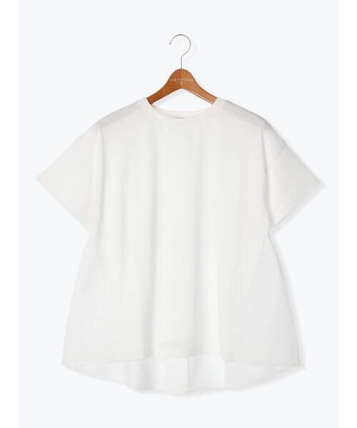 Lugnoncure(ルノンキュール)の「カット布帛ドッキングトップス(Tシャツ/カットソー・レディース・チャコールグレー/オフホワイト/ブラック・F)」の14枚目の写真