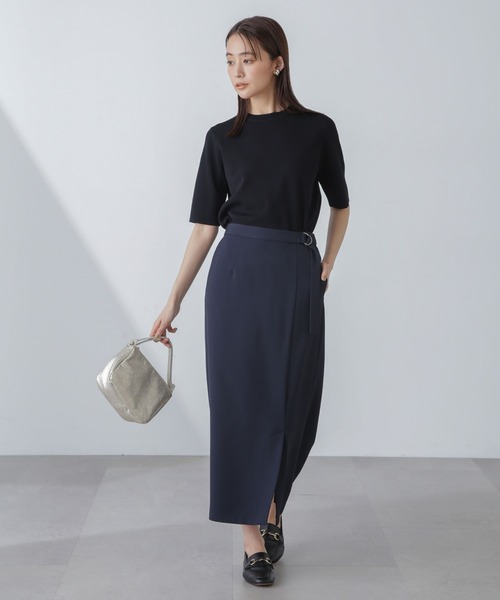 NANO universe（ナノユニバース）の「【追加生産】洗濯機可UVカット接触冷感半袖ニット（ニット/セーター・レディース・ブラック/ホワイト/ライム・FREE）」の7枚目の写真