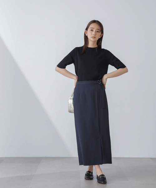 NANO universe（ナノユニバース）の「【追加生産】洗濯機可UVカット接触冷感半袖ニット（ニット/セーター・レディース・ブラック/ホワイト/ライム・FREE）」の6枚目の写真