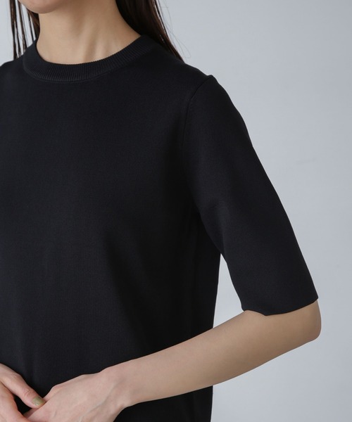 NANO universe（ナノユニバース）の「【追加生産】洗濯機可UVカット接触冷感半袖ニット（ニット/セーター・レディース・ブラック/ホワイト/ライム・FREE）」の13枚目の写真