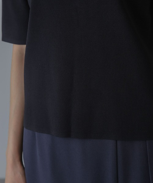 NANO universe（ナノユニバース）の「【追加生産】洗濯機可UVカット接触冷感半袖ニット（ニット/セーター・レディース・ブラック/ホワイト/ライム・FREE）」の12枚目の写真