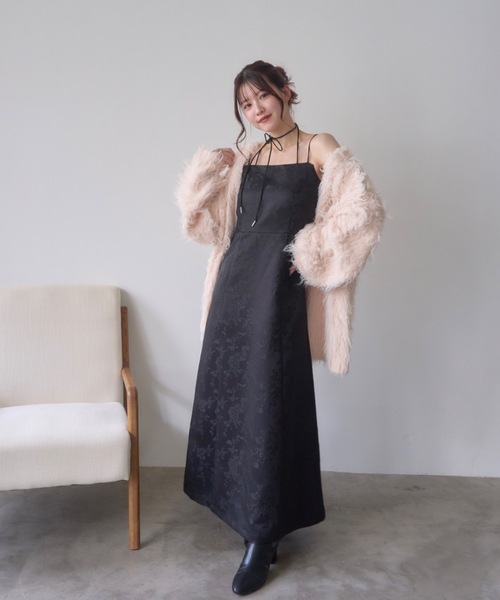 mellowneon（メロウネオン）の「ジャガードダブルストラップキャミワンピース（ワンピース・レディース・ブラック/アイボリー/グレー・SMALL/MEDIUM）」の19枚目の写真