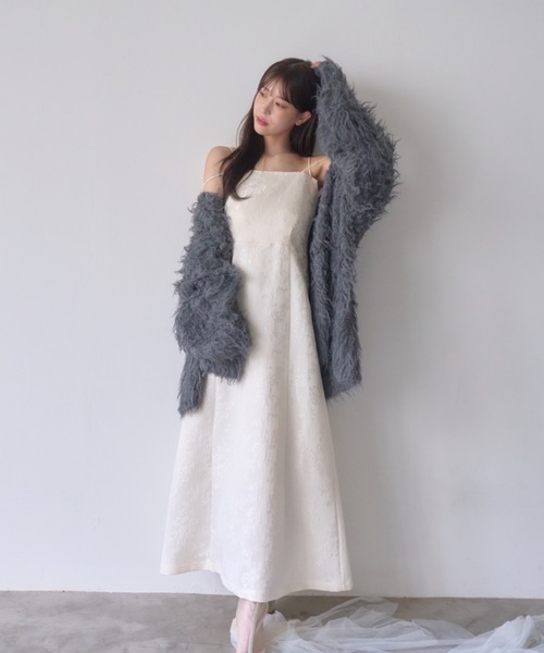 ◆Donna Karan ストラップレスジャガードワンピース mellowneon(メロウネオン)の「ジャガードダブルストラップ