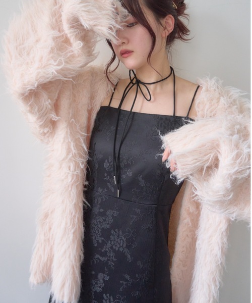 mellowneon（メロウネオン）の「ジャガードダブルストラップキャミワンピース（ワンピース・レディース・ブラック/アイボリー/グレー・SMALL/MEDIUM）」の8枚目の写真