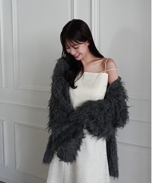 mellowneon（メロウネオン）の「ジャガードダブルストラップキャミワンピース（ワンピース・レディース・ブラック/アイボリー/グレー・SMALL/MEDIUM）」の15枚目の写真