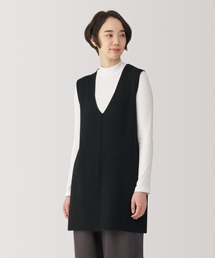 婦人 洗えるミラノリブ編みロングベスト