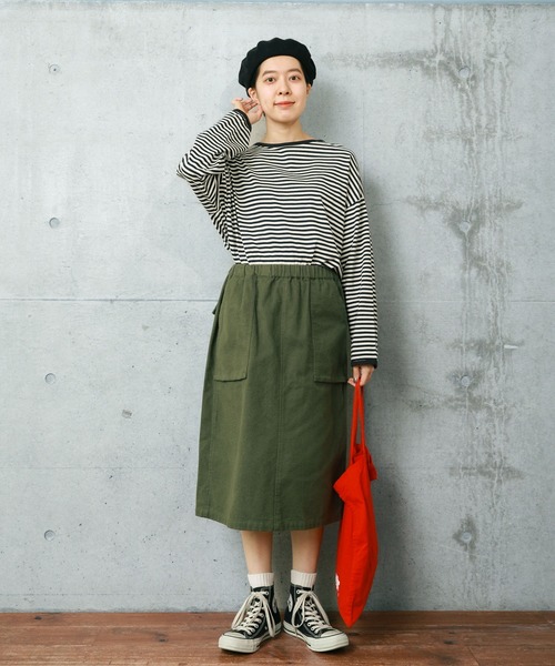 PAR ICI（パーリッシィ）の「ミリタリーフランネル ギャザースカート（スカート・レディース・カーキ/ネイビー・FREE）」の8枚目の写真