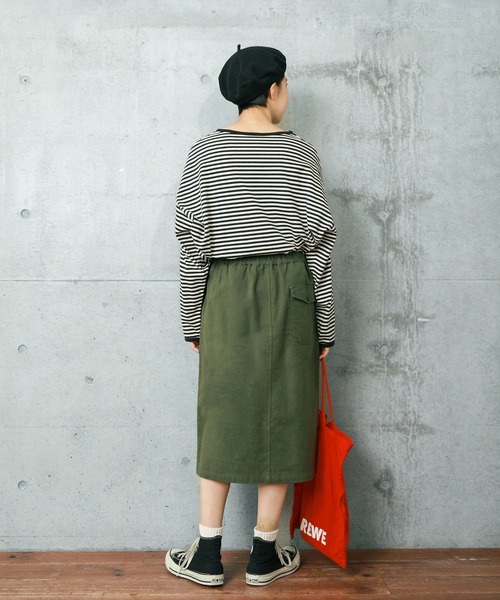PAR ICI（パーリッシィ）の「ミリタリーフランネル ギャザースカート（スカート・レディース・カーキ/ネイビー・FREE）」の10枚目の写真