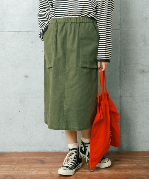 PAR ICI（パーリッシィ）の「ミリタリーフランネル ギャザースカート（スカート・レディース・カーキ/ネイビー・FREE）」の3枚目の写真