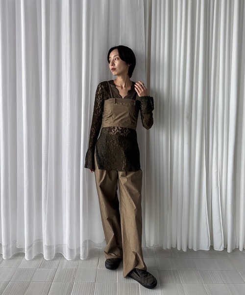 トップス COMBINATION LACE TOP AMERI VINTAGE lvory COMBINATION LACE TOP AMERI VINTAGE lvory