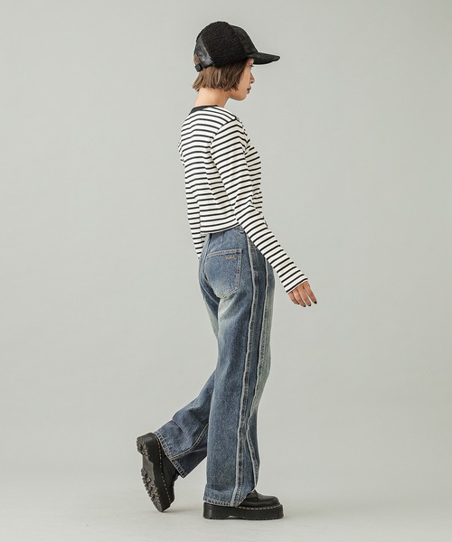 X-girl(エックスガール)の「OVAL LOGO L/S TOP(Tシャツ/カットソー・レディース・ブラウン/ホワイト/ブラック/マルチ・S/M)」の20枚目の写真