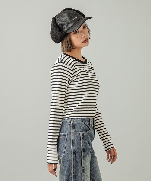 X-girl(エックスガール)の「OVAL LOGO L/S TOP(Tシャツ/カットソー・レディース・ブラウン/ホワイト/ブラック/マルチ・S/M)」の16枚目の写真