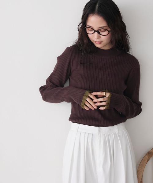 forksy.】＜エブリデイシリーズ＞シアーフリルカフスリブニットプル