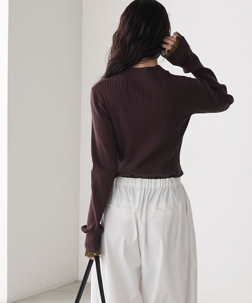 forksy.】＜エブリデイシリーズ＞シアーフリルカフスリブニットプル