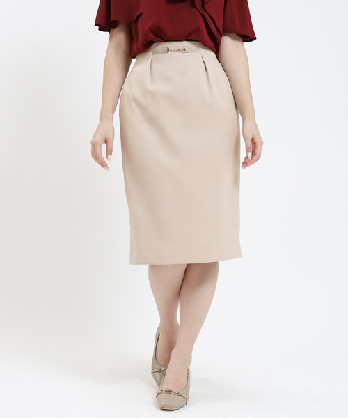 TRUDEA（トルディア）の「ウール調ビット付きタイトスカート（スカート・レディース・ブラック/ベージュ/ネイビー/ライトグレー・SMALL/MEDIUM/LARGE）」の3枚目の写真