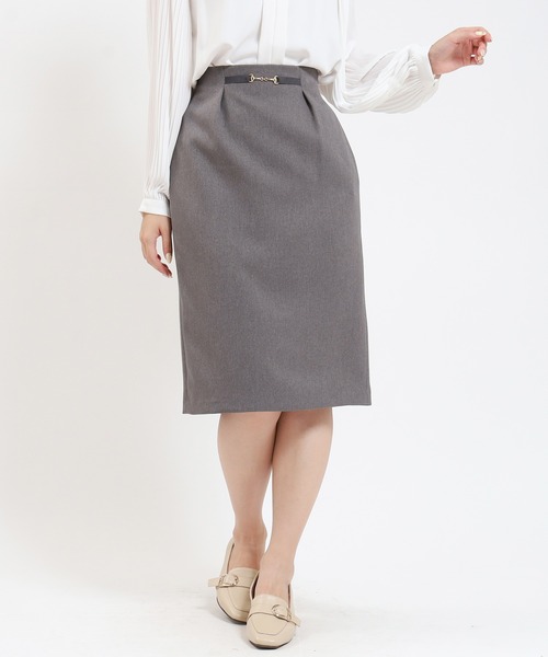 TRUDEA（トルディア）の「ウール調ビット付きタイトスカート（スカート・レディース・ブラック/ベージュ/ネイビー/ライトグレー・SMALL/MEDIUM/LARGE）」の2枚目の写真