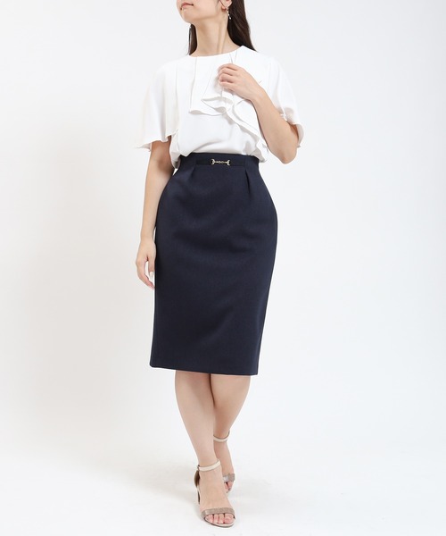 TRUDEA（トルディア）の「ウール調ビット付きタイトスカート（スカート・レディース・ブラック/ベージュ/ネイビー/ライトグレー・SMALL/MEDIUM/LARGE）」の7枚目の写真