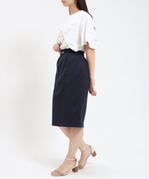 TRUDEA（トルディア）の「ウール調ビット付きタイトスカート（スカート・レディース・ブラック/ベージュ/ネイビー/ライトグレー・SMALL/MEDIUM/LARGE）」の9枚目の写真