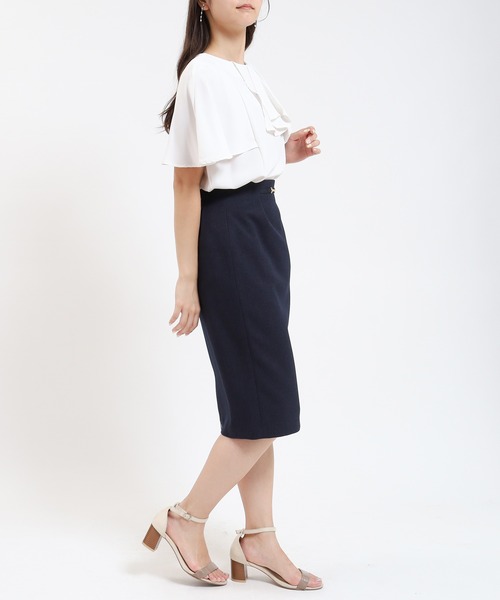 TRUDEA（トルディア）の「ウール調ビット付きタイトスカート（スカート・レディース・ブラック/ベージュ/ネイビー/ライトグレー・SMALL/MEDIUM/LARGE）」の8枚目の写真