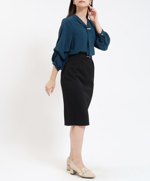 TRUDEA（トルディア）の「ウール調ビット付きタイトスカート（スカート・レディース・ブラック/ベージュ/ネイビー/ライトグレー・SMALL/MEDIUM/LARGE）」の12枚目の写真