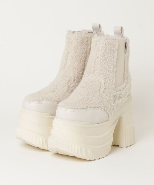 YOSUKE（ヨースケ）の「ヨースケYOSUKEウィメンズ厚底サイドゴアコンバットショートブーツ4460050（ブーツ・レディース・ブラック/ホワイト系その他/ブラック系その他/アイボリー/ベージュ系その他/ブラック×グレー/キャメル・M/S/LL/L）」の3枚目の写真