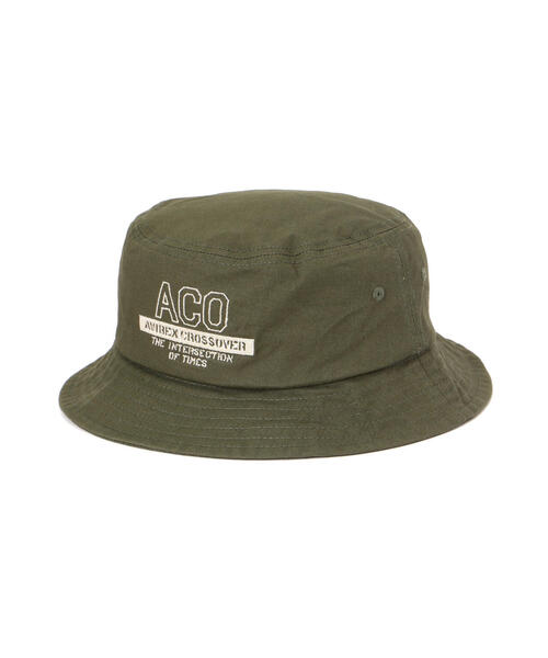 AVIREX(アヴィレックス)の「ACO LOGO BUCKET HAT / アヴィレックス クロスオーバー バスケットハット / AVIREX / アヴィレックス(ハット・メンズ・ブラック/オリーブ系・F)」の1枚目の写真