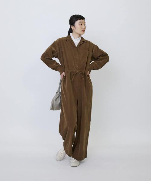 LOISIR（ロワズィール）の「コットン細コールオールインワン（つなぎ/オールインワン・レディース・ブルーグリーン/ブラウン・FREE）」の5枚目の写真