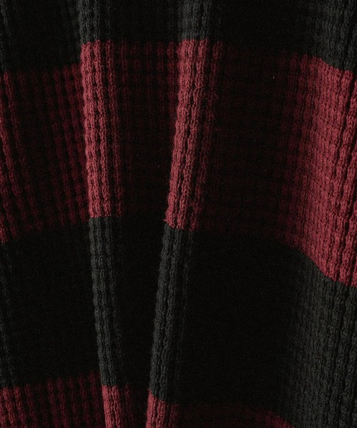 Alfred Alex（アルフレッドアレックス）の「【Alfred Alex】ボーダーバルキーワッフル オーバーサイズニット（ニット/セーター・メンズ・スモークグレー/ブラック/ブラウン/チャコール/ボルドー/オフホワイト/ブルーグレー・L/M）」の9枚目の写真