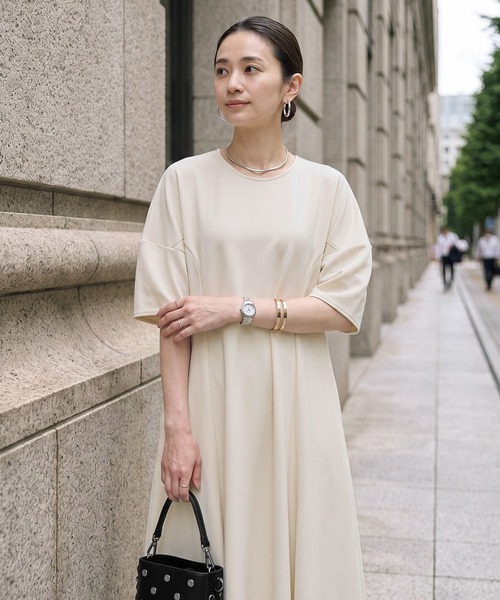 STYLE DELI(スタイルデリ)の「【匠ジョーゼット】ウエストカーブワンピース(ワンピース・レディース・ホワイト系その他/ブラック・SMALL/MEDIUM)」の5枚目の写真