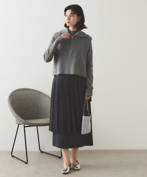 OPAQUE.CLIP（オペークドットクリップ）の「◆《CLASSY掲載》ハーフZIPニットベスト【洗濯機洗い可】（ニット/セーター・レディース・ブラック/グレー/ブラウン系・38/40）」の5枚目の写真