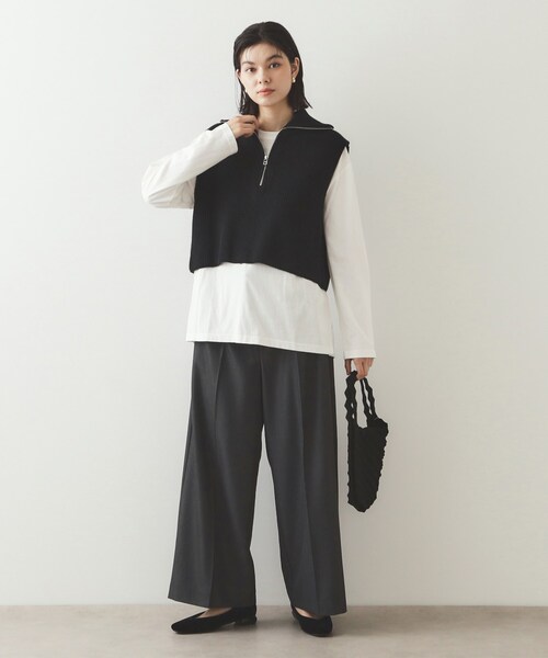 OPAQUE.CLIP（オペークドットクリップ）の「◆《CLASSY掲載》ハーフZIPニットベスト【洗濯機洗い可】（ニット/セーター・レディース・ブラック/グレー/ブラウン系・38/40）」の9枚目の写真