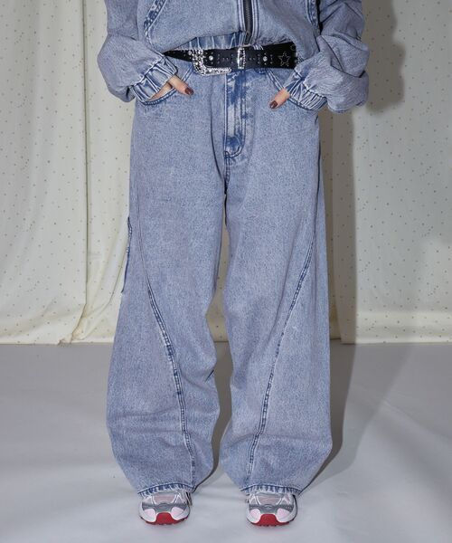sqnz（エスキュンズ）】sqnz twist drape denim pants / ツイスト