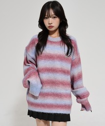 『OY/オーワイ』 HAIRY GRADATION STRIPE KNIT/ヘアリーグラデーション ストライプニット