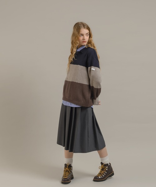 MUHET(ミュエータ)の「ニットポロシャツ(ニット/セーター・レディース・ボルドー/ネイビー・MEDIUM/X-LARGE)」の15枚目の写真