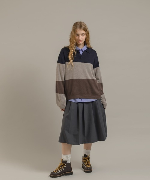 MUHET(ミュエータ)の「ニットポロシャツ(ニット/セーター・レディース・ボルドー/ネイビー・MEDIUM/X-LARGE)」の14枚目の写真