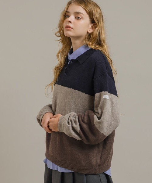 MUHET(ミュエータ)の「ニットポロシャツ(ニット/セーター・レディース・ボルドー/ネイビー・MEDIUM/X-LARGE)」の12枚目の写真