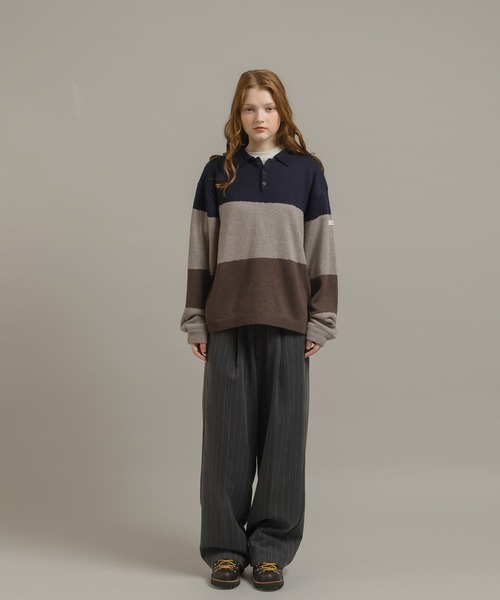 MUHET(ミュエータ)の「ニットポロシャツ(ニット/セーター・レディース・ボルドー/ネイビー・MEDIUM/X-LARGE)」の8枚目の写真