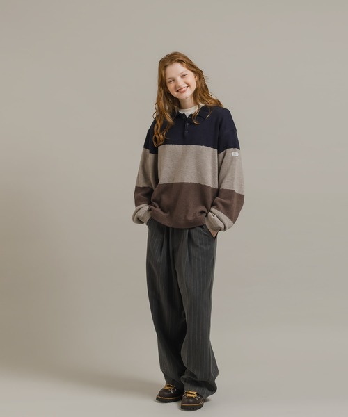 MUHET(ミュエータ)の「ニットポロシャツ(ニット/セーター・レディース・ボルドー/ネイビー・MEDIUM/X-LARGE)」の9枚目の写真