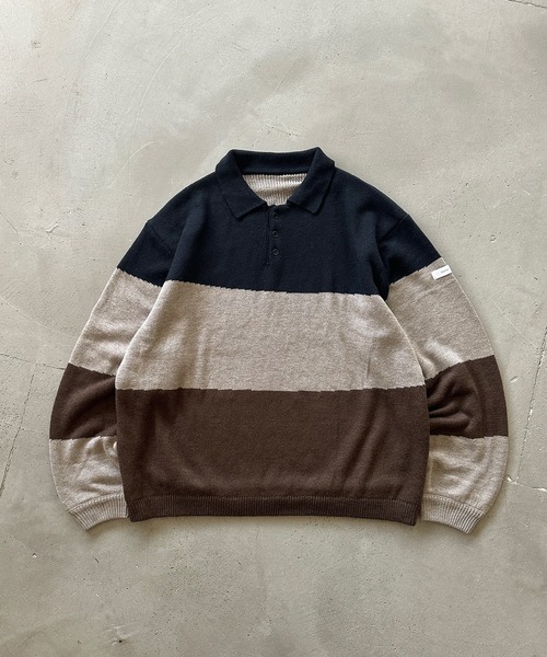 MUHET(ミュエータ)の「ニットポロシャツ(ニット/セーター・レディース・ボルドー/ネイビー・MEDIUM/X-LARGE)」の3枚目の写真