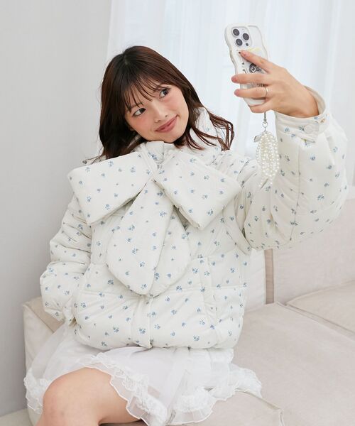 セール】リボンマフラーセット中綿ブルゾン（ダウンジャケット/コート