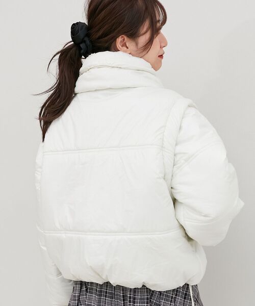 MAJESTIC LEGON（マジェスティックレゴン）の「リボンマフラーセット中綿ブルゾン（ダウンジャケット/コート・レディース・ブルー系その他2/ブルー系その他5/アイボリー・MEDIUM）」の21枚目の写真