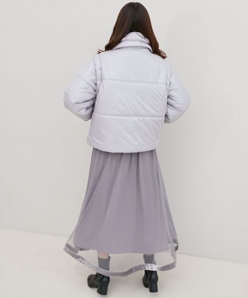 MAJESTIC LEGON（マジェスティックレゴン）の「リボンマフラーセット中綿ブルゾン（ダウンジャケット/コート・レディース・ブルー系その他2/ブルー系その他5/アイボリー・MEDIUM）」の10枚目の写真