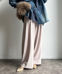 DouDou | ボンディングジョーゼットタックワイドパンツ(スラックス)