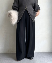 DouDou | ボンディングジョーゼットタックワイドパンツ(スラックス)