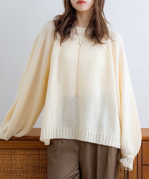 NOAHL（ノアル）の「【NOAHL】透かし編みボリュームニット（ニット/セーター・レディース・モスグリーン/モカ/グレイッシュベージュ/アイボリー・FREE）」の2枚目の写真