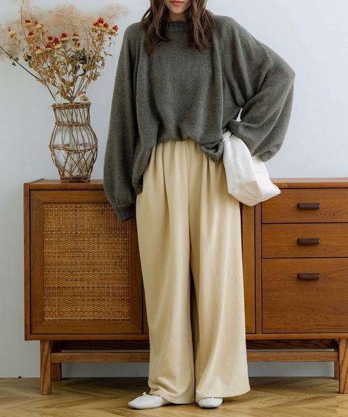 NOAHL（ノアル）の「【NOAHL】透かし編みボリュームニット（ニット/セーター・レディース・モスグリーン/モカ/グレイッシュベージュ/アイボリー・FREE）」の16枚目の写真