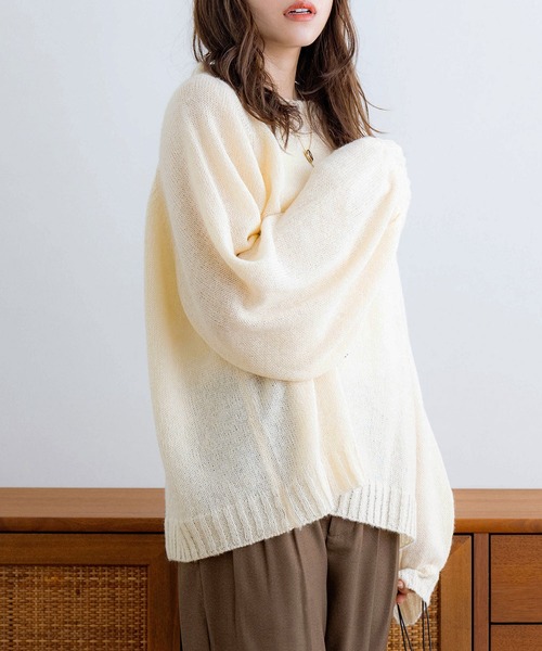 NOAHL（ノアル）の「【NOAHL】透かし編みボリュームニット（ニット/セーター・レディース・モスグリーン/モカ/グレイッシュベージュ/アイボリー・FREE）」の18枚目の写真